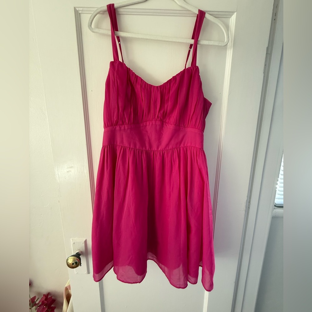 Abercrombie & Fitch Pink Ruched Chiffon Mini Dress